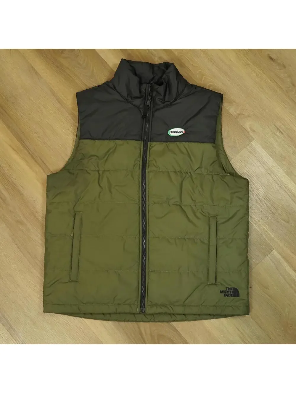 The North Face Puffer Vest, Men's Large Olive Green‎ Black - GorpCore, Preppy